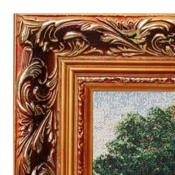 Гобеленовая картина "Мальчик на лесном мостике" 58х108 см