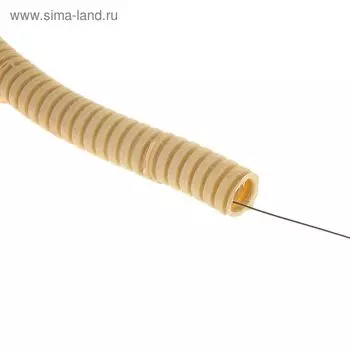 Гофротруба УРАЛ ПАК ПВХ, 16 мм, с протяжкой, 25 м, светлое дерево, ГФ-8104116-025