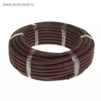 Гофротруба УРАЛ ПАК ПВХ, 16 мм, с протяжкой, 25 м, темное дерево, ГФ-9104116-025