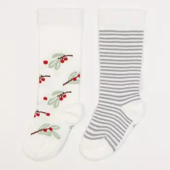 Гольфы новогодние детские 2 пары Крошка Я Christmas, 8-10 см, белый