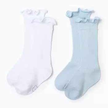 Гольфы детские 2 пары Крошка Я BASIC LINE, 10-12 см, голубой, белый