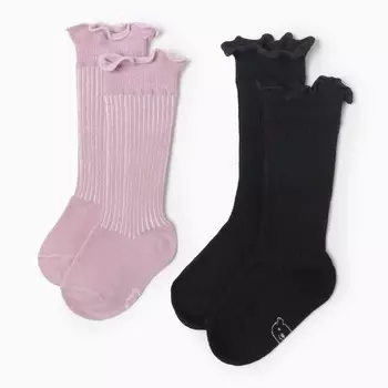 Гольфы детские 2 пары Крошка Я BASIC LINE, 10-12 см, розовый, черный