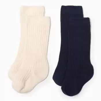 Гольфы детские 2 пары Крошка Я BASIC LINE, 12-14 см, синий, молочный
