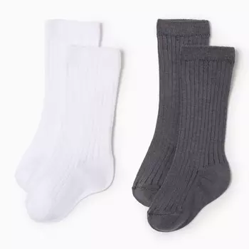 Гольфы детские 2 пары Крошка Я BASIC LINE, 8-10 см, серый, белый