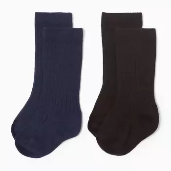 Гольфы детские 2 пары Крошка Я BASIC LINE, 10-12 см, коричневый, синий