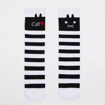 Гольфы детские, цвет чёрный/белый, размер 20-22 см