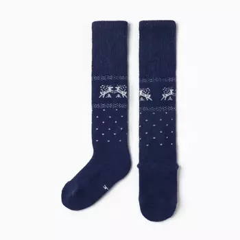 Гольфы детские из монгольской шерсти, синие, 5-7 лет