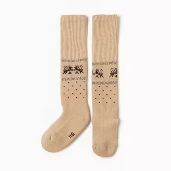 Гольфы детские из монгольской шерсти, бежевые, 5-7 лет