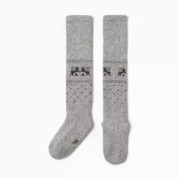 Гольфы детские из монгольской шерсти, серые, 5-7 лет