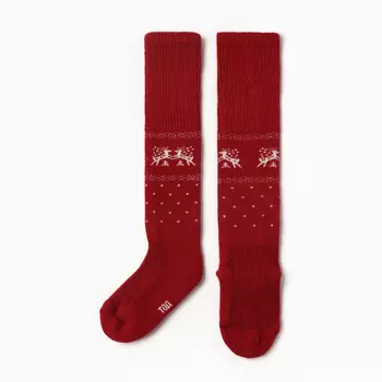 Гольфы детские из монгольской шерсти, красные, 5-7 лет