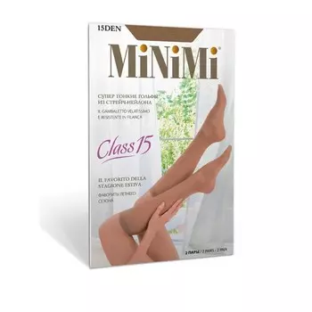 Гольфы женские MiNiMi Class 15, размер единый, цвет caramello, 2 пары