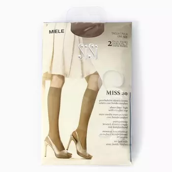 Гольфы женские MISS 20 (гольфы - 2 пары), цвет бежевый (miele), р-р unico