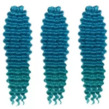 ГОЛЛИВУД Афролоконы, 60 см, 270 гр, цвет голубой/изумрудный HKBТ4537/Т5127 (Катрин)