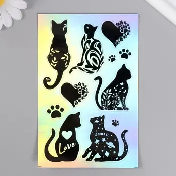 Голографические наклейки (стикеры) "Коты" 10х15 см, 5-201