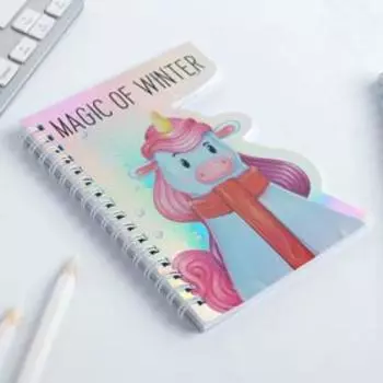 Голографический фигурный блокнот Magic of winter: 40 листов