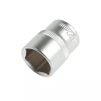 Головка торцевая шестигранная ТУНДРА, под квадрат 1/2", 22 мм, CrV