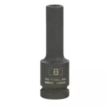 Головка ударная Stels 13932, 8 мм, 1/2", CrMo, шестигранная, удлиненная