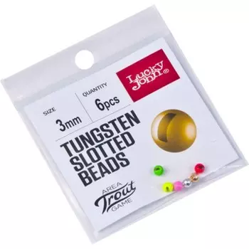 Головки Lucky John AreaTroutGame вольфрам 03.0мм 6шт(Gold, Silver, Yellow, Pink, Red, Green) 75959