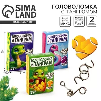 Головоломка металлическая «Веселая змея», с танграмом, МИКС