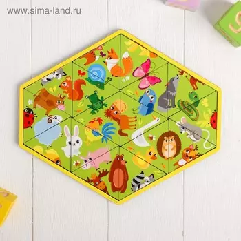 Головоломка «Запоминаем животных», пасьянс, 16 деталей