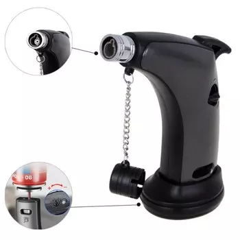 Газовая горелка туристическая с пьезоподжигом, 11.38.84 см, чёрная