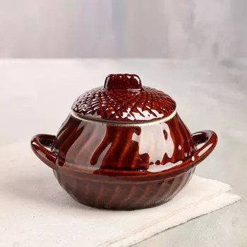 Горшочек для запекания с крышкой "Венец", керамика, 0.5 л