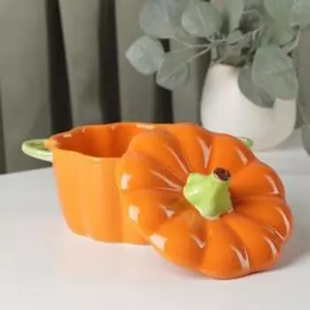 Горшочек для запекания «Тыква», 500 мл, 18,51411 см, посуда для Хэллоуина, жаропрочная керамика, цвет оранжевый