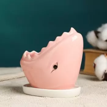 Горшок "Акула" 11*7*10 см, розовый