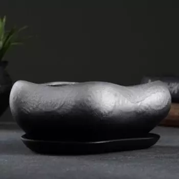 Горшок "Бонсай малый" для кактусов и суккулентов, серебро, 0,6, л/ 17х14х7см