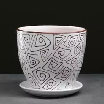 Горшок для цветов «Абстракция», 5 л, d=23 см, h=21 см, керамика, с поддоном, белый