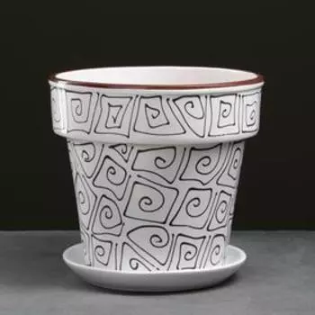 Горшок цветочный Абстракция белая 7 л