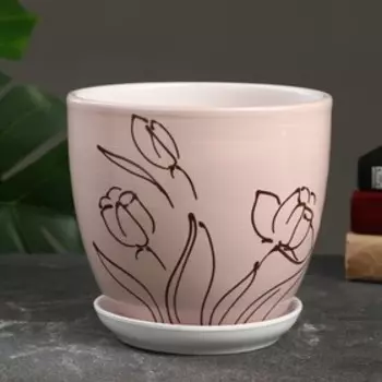 Горшок цветочный "Цветы" 2,5 л, белый