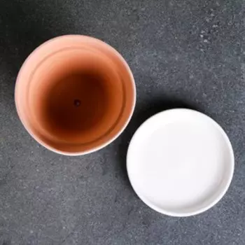 Горшок для цветов «Терра», 500 мл, d=12 см, h=11 см, керамика, с поддоном, белый