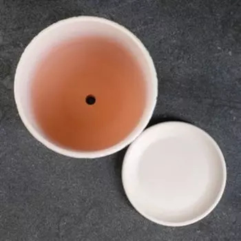 Горшок для цветов «Хоккайдо», керамический, с поддоном, 2.95 л, белый с голубым орнаментом