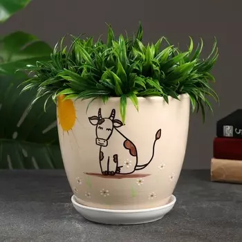 Горшок цветочный "Коровка" 2,5 л, белый