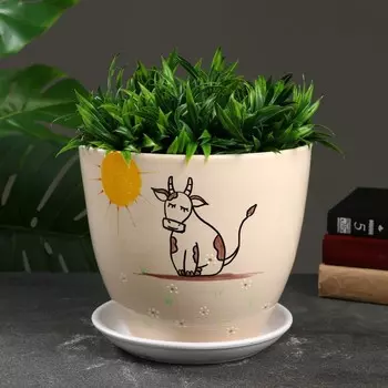Горшок цветочный "Коровка" 5 л, белый
