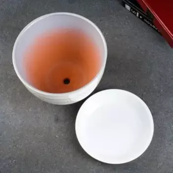 Горшок для цветов «Роспись Венеция», 2.4 л, d=19 см, h=14 см, керамика, с поддоном, белый