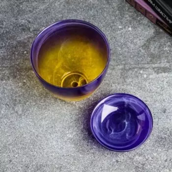 Горшок цветочный с поддоном №2 "Алеб" желто-фиолетовый, 0,85 л