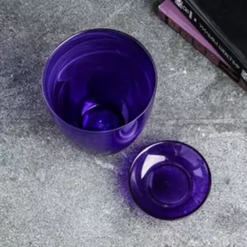 Горшок для орхидей «Алеб №3», стеклянный, с поддоном, 1 л, прозрачный лиловый