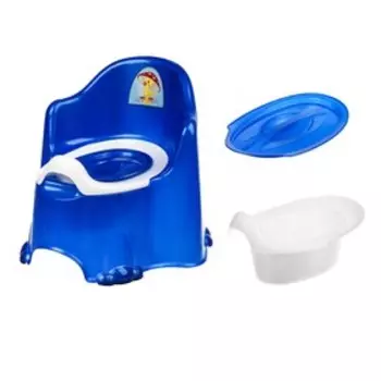 Горшок детский антискользящий «Комфорт» с крышкой, съёмная чаша, цвет синий перламутровый