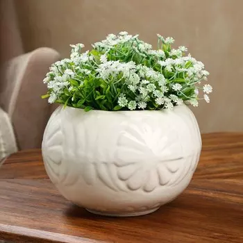 Горшок для цветов "Цветок",бежевый, керамика, 2.8 л, 1 сорт, Иран