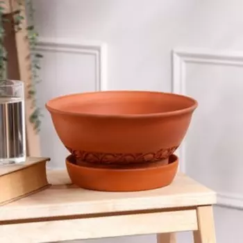 Горшок для цветов "Фиальница", гладкий, красная глина, 2.5 л