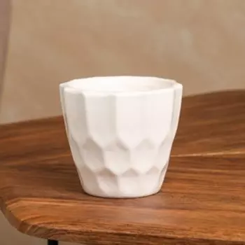 Горшок для цветов "Геометрия", белый, керамика, без поддона, h=10 см, 0.35 л, 1 сорт, Иран