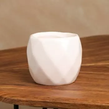 Горшок для цветов "Грань", белый, керамика, без поддона, h=9 см, 0.4 л, 1 сорт, Иран