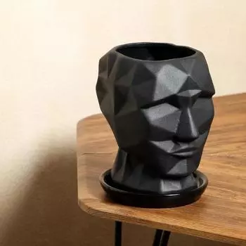 Горшок для цветов "Кай", муар, черный, керамика, 2 л