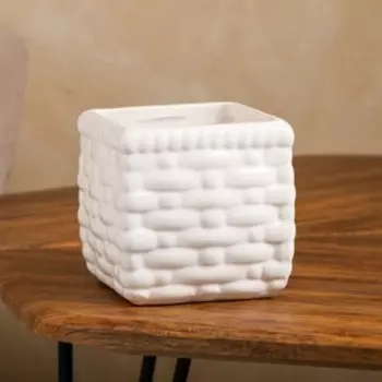 Горшок для цветов "Корзина", без поддона, белый, керамика, 0.9 л, 1 сорт, Иран