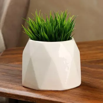 Горшок для цветов "Кристалл", бежевый, керамика, 0.8 л, 1 сорт, Иран