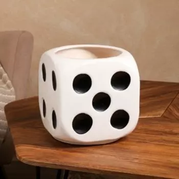 Горшок для цветов "Кубик", черный, белый, керамика, без поддона, h=20 см, 7 л, 1 сорт, Иран