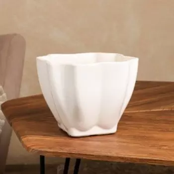 Горшок для цветов "Кувшин", белый, керамика, без поддона, h=14 см, 2.4 л, 1 сорт, Иран