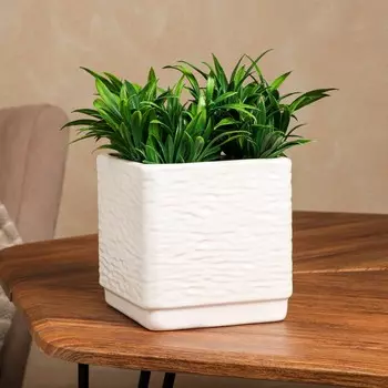 Горшок для цветов "Квадрат ", белый, керамика, без поддона, 1.5 л, 1 сорт, Иран